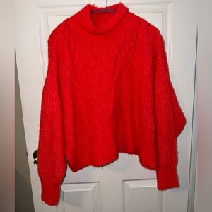 Express oversized mock neck sweater orange medium